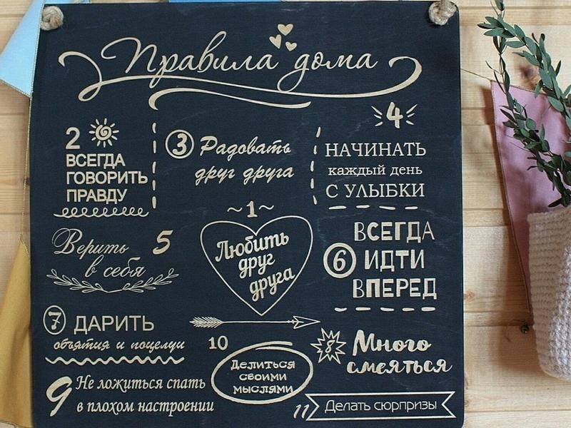 Интерьерная табличка Правила дома 30*30